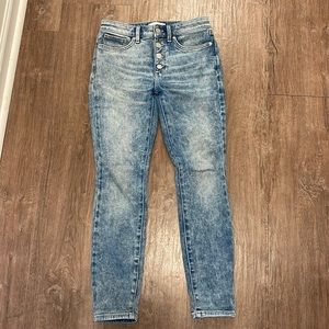 High rise acid wash jeans